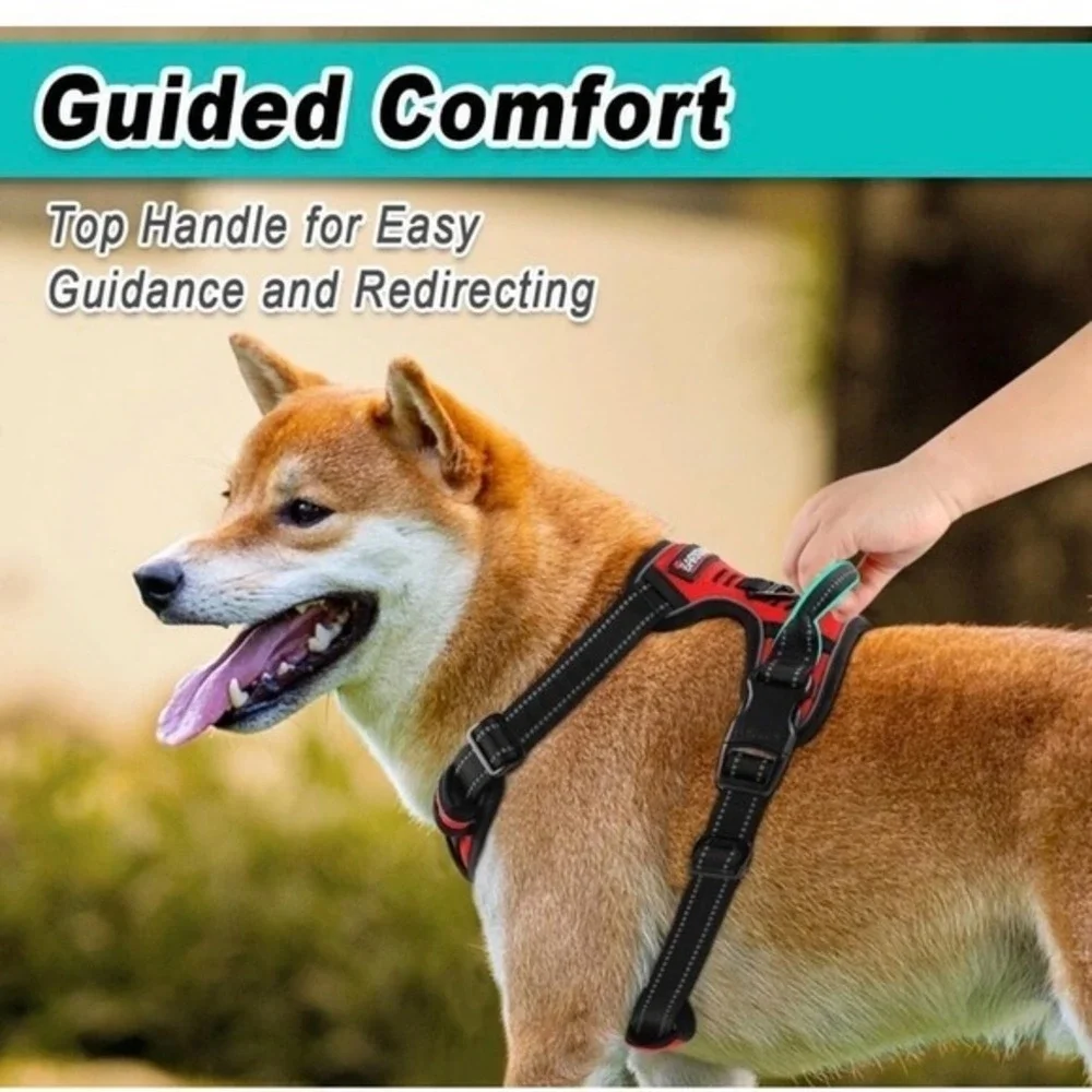 Barkbay Dog Harness‎ Pet small Red No-Pull Reflective Mesh Train Vest New
